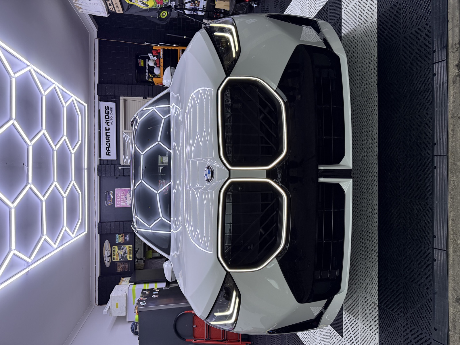 BMW exterior under studio lights