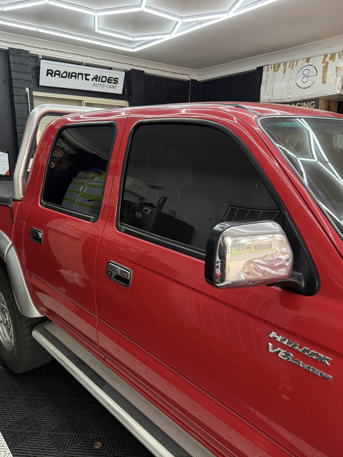 Tinted windows on a Toyota Hilux dual cab